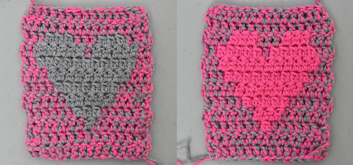 Reversible crochet heart